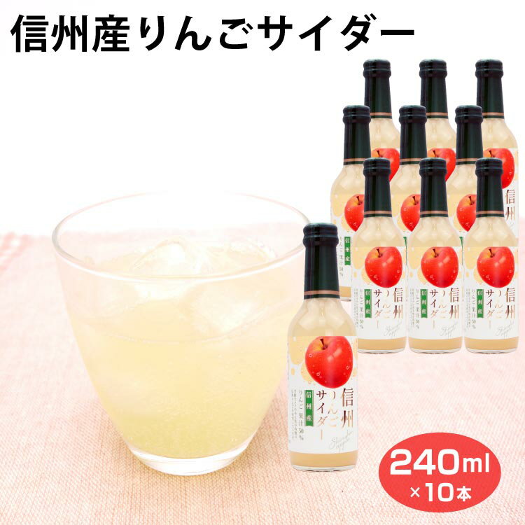 信州産りんごサイダー240ml×10本 ご当地 りんご サイダー 長野 信州 お土産 おみやげ りんご飲料 炭酸飲料 信州産りんご使用 木村飲料のサムネイル