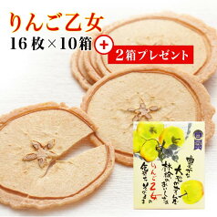 【プレゼント付き】りんご乙女 16枚入 × 10箱+2箱プレゼント りんご お菓子 クッキー せんべい りんごクッキー 薄焼きクッキー RingoOtome 長野県 信州 お土産 お菓子 贈り物 プレゼント ギフト 摘果りんご マツザワ 長野 土産 信州土産 まとめ買い 大量購入 ケース販売