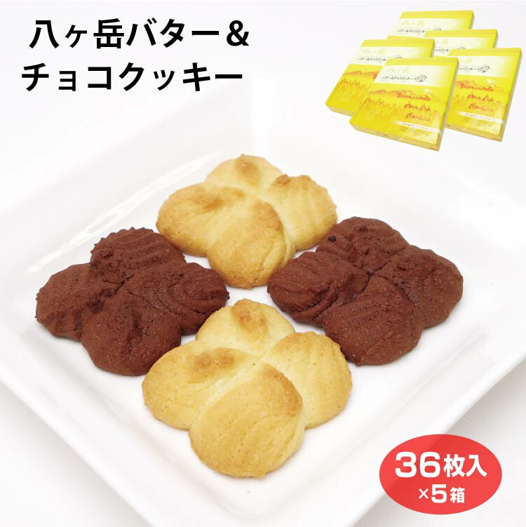 山梨 お土産 八ヶ岳バター＆チョコクッキー 42枚×5箱 八ヶ岳 清里 小淵沢 おみやげ クッキー チョコ バター