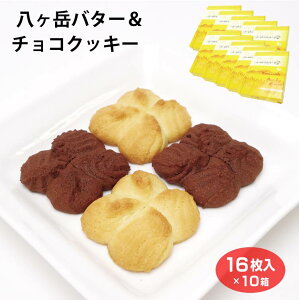 八ヶ岳バター&チョコクッキー 16枚入(各8枚)×10箱 信州みやげ 八ヶ岳 手土産 詰合せ クッキー 洋菓子 長野県 長野土産 お土産 個包装 お菓子