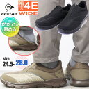 ダンロップ DUNLOP 幅広 4E スリッポン ウォーキングシューズ センターファスナー かかとが踏める キックバック メンズ スニーカー No.3001