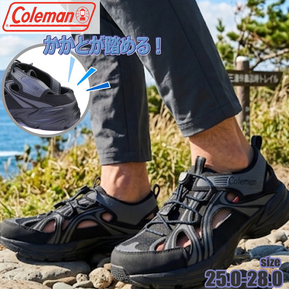 樂天商城 - 即納 メンズ サンダル Coleman コールマン スニーカー かかとが踏める 2way スポーツサンダル スリッポン サンダル スライダー つっかけ クールビズ 1S615CH