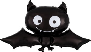 【ハロウィン】 ブラックバット (こうもり) 空気用バルーン (104cm x60cm)【大型のバルーンに圧倒されます!写真撮影・おもちゃに・ギフトにぴったり!】ストロー付き・レターパック送料無料!