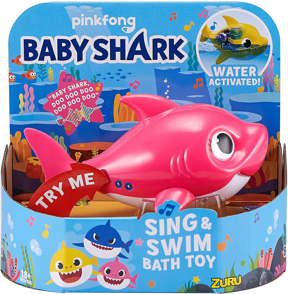 ベイビーシャーク　水遊び　風呂　おもちゃ　マミーシャーク（ピンク）Robo Alive Junior Baby Shark Battery-Powered Sing and Swim Bath Toy by ZURU - Mommy Shark (Pink)　【海外輸入品】【ラッピング不可】