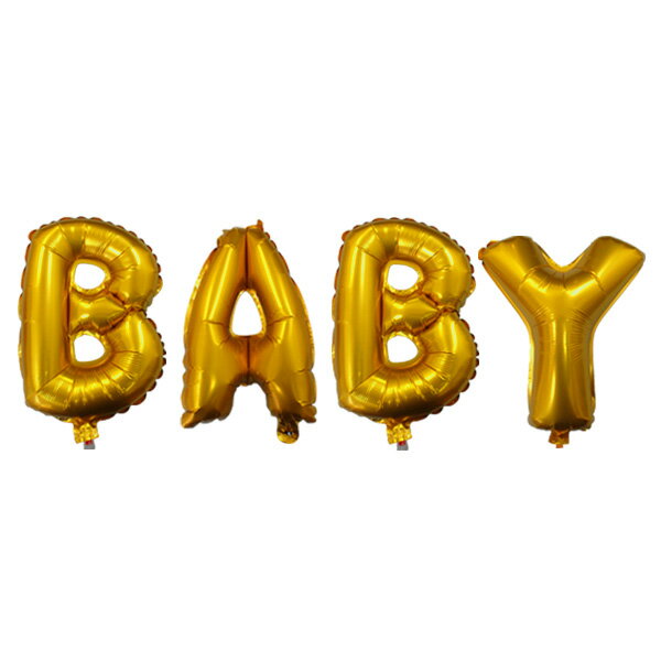 Rakuten - レターバルーン　【B A B Y】　【ゴールド】 　【誕生日や記念日に飾り付けましょう！みんなで1つずつ持って写真も撮れる！雰囲気が盛り上がります！】