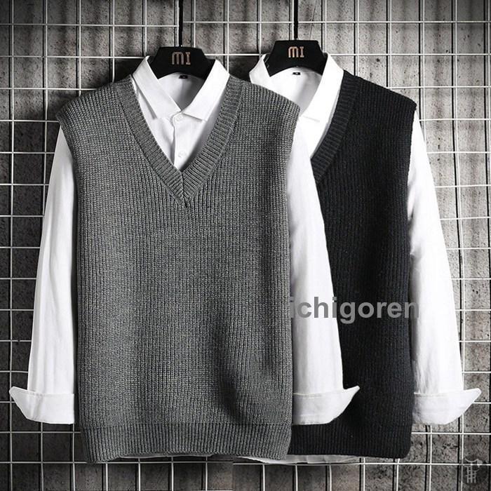 ニットベスト メンズ 秋服 ジレー Vネック ニット 無地 ニットトップス 紳士ベスト スーツ 制服ベスト ノースリーブ フォーマル ビジネス 暖かい