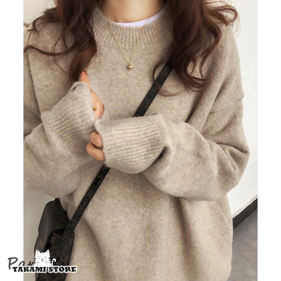 ニットセーター カラーニット 長袖 秋冬