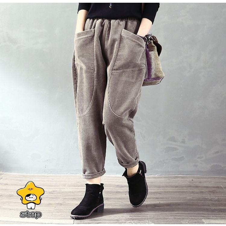 ボトムス テーパードパンツ ズボン サルエルパンツ パンツ レディース 大きいサイズ コーデュロイ おしゃれ ゆったり 無地 カジュアル 着痩せ シンプル 秋冬