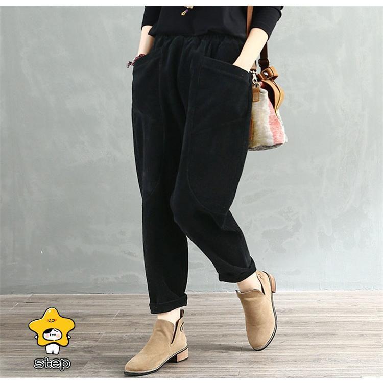 ボトムス テーパードパンツ ズボン サルエルパンツ パンツ レディース 大きいサイズ コーデュロイ おしゃれ ゆったり 無地 カジュアル 着痩せ シンプル 秋冬