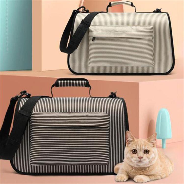 ペットキャリーバッグ ペットバッグ ボストンバッグ ストライプ 2way 肩掛け 手提げ 折りたたみ メッシュ ショルダー 犬 猫 ペット用 通気性