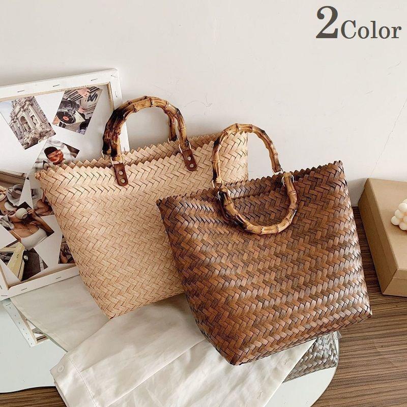 【期間限定10％OFF】かごバッグ トートバッグ ストローバッグ レディース カゴバッグ ハンドバッグ 手提げバッグ かばん 鞄 ナチュラル シンプル カジュアル かわいい(4)