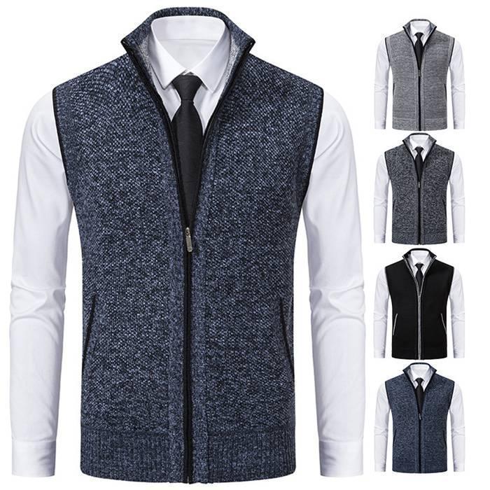 【期間限定10％OFF】ニットベスト メンズ ベスト 立ち襟 ジップアップ カジュアル スタンドカラー アウター 防寒 あったか セーター 春 カジュアル 秋冬