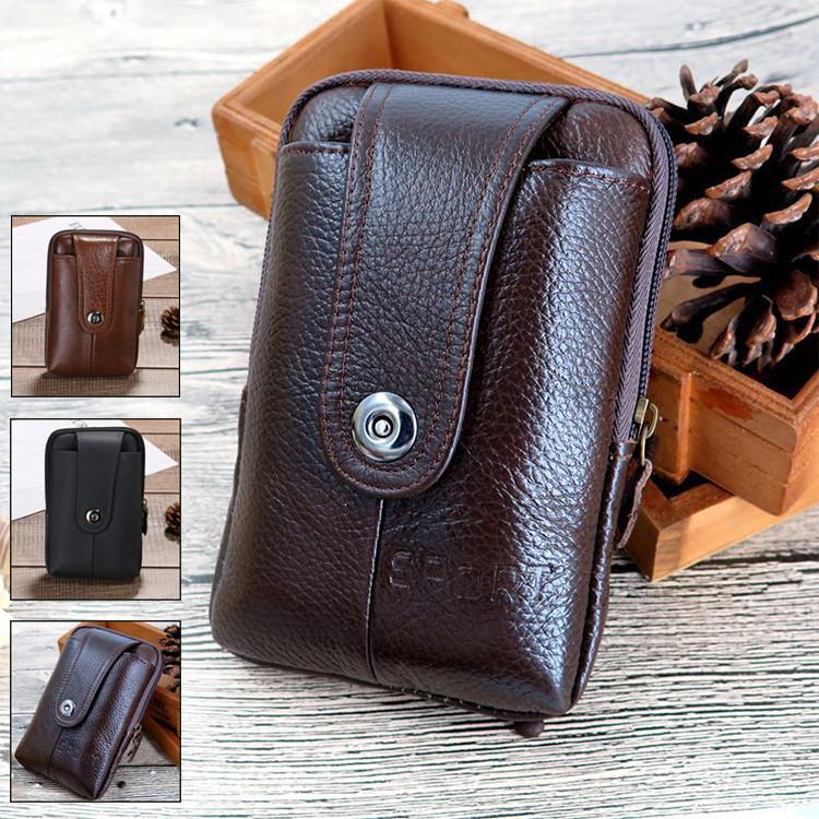 本革　ベルトポーチ ヒップバッグ スマホポーチ マグネット 多機能 大容量 ウエストバッグ ウエストポーチ ボディーバッグ 小物入れ ベルトケース スマホ収納(4)