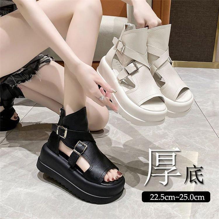 オープントゥ ブーツサンダル レディース 歩きやすい 厚底サンダル 疲れない ウェッジソール おしゃれ ..