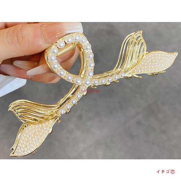 ヘアクリップ バナナクリップ ヘアアクセサリー ヘアアレンジ 髪留め パール キラ...