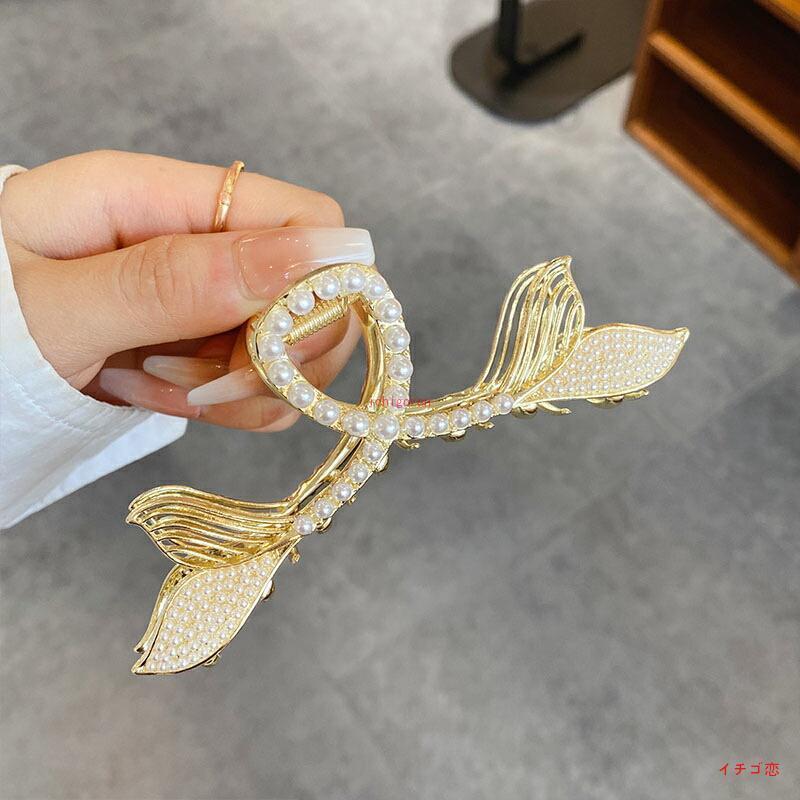 ヘアクリップ バナナクリップ ヘアアクセサリー ヘアアレンジ 髪留め パール キラ...