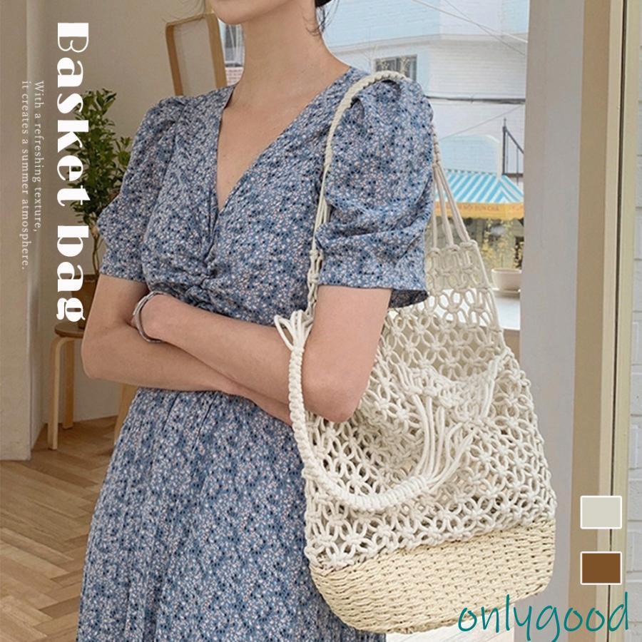Handbag Type - かごバッグ 夏 透かし編み バケツバッグ