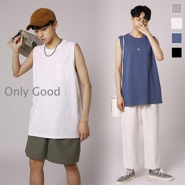 タンクトップ メンズ Tシャツ ノースリーブ ゆったり サマーTシャツ 無地 カットソー 夏 男性 袖なしTシャツ クルーネック 夏Tシャツ 丸首