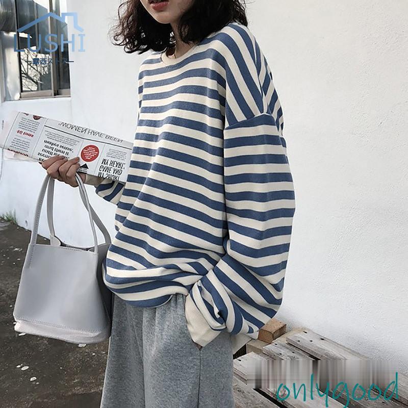 トレーナー レディース プルオーバー クルーネック 長袖 トップス tシャツ スウェット ゆったり ボーダー 秋冬 春 トップス ルームウェア カジュアル 練習着