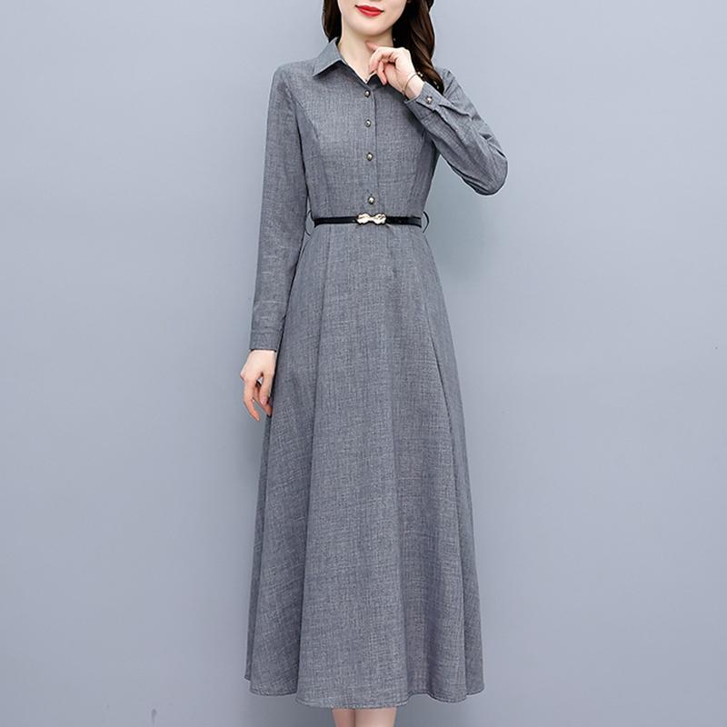 Rakuten - 【期間限定10％OFF】パーティードレス冬 ワンピースレディース40代きれいめ 綿麻ワンピースレディース 折り襟 入学式服装ママ30代 マキシワンピース 長袖 母の日 ママ服