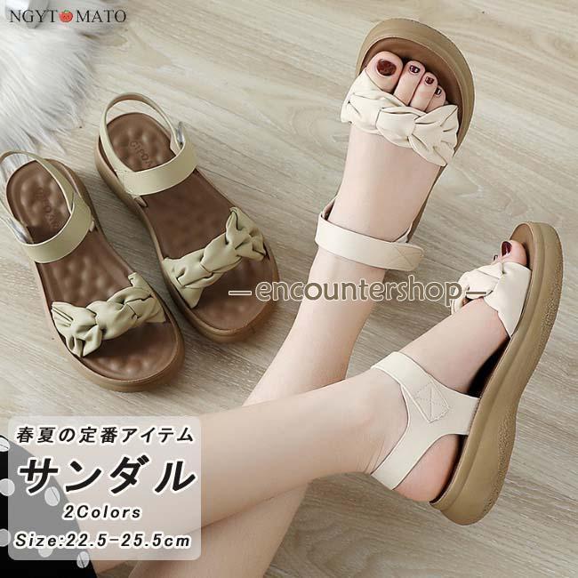 Sports Sandal - サンダル レディース ストラップ 厚底 フラットヒール PU マジックテープ 婦人靴 通気性 履きやすい 歩きやすい おしゃれ 美脚 大人 カジュアル 軽量 疲れにくい