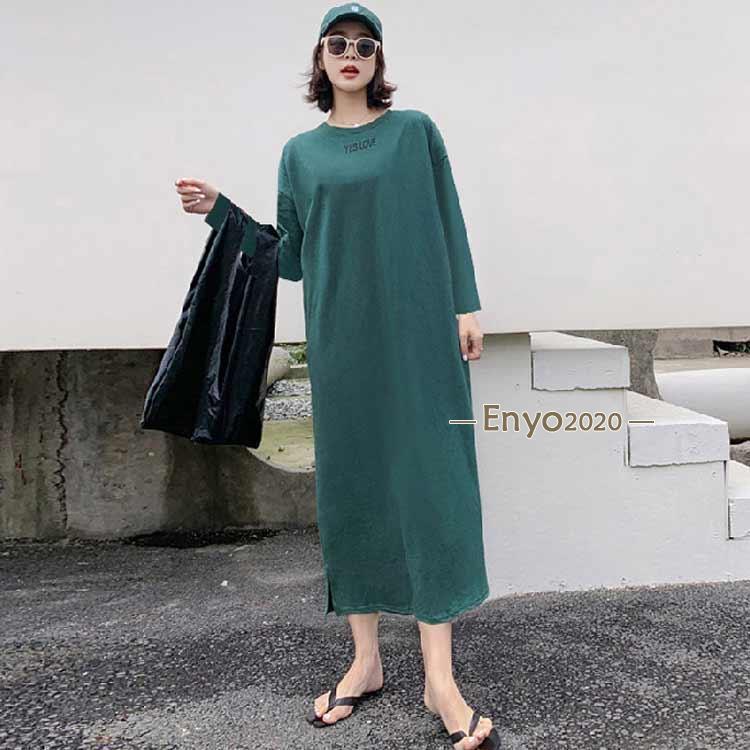 tシャツ カジュアル 体型カバー レディース ゆったり Tシャツワンピース 長袖 オーバーサイズ 春 ワンピース 大きいサイズ ロングワンピース 夏 aikei2016-10066570 アイケイ楽天市場店 サンプル画像2