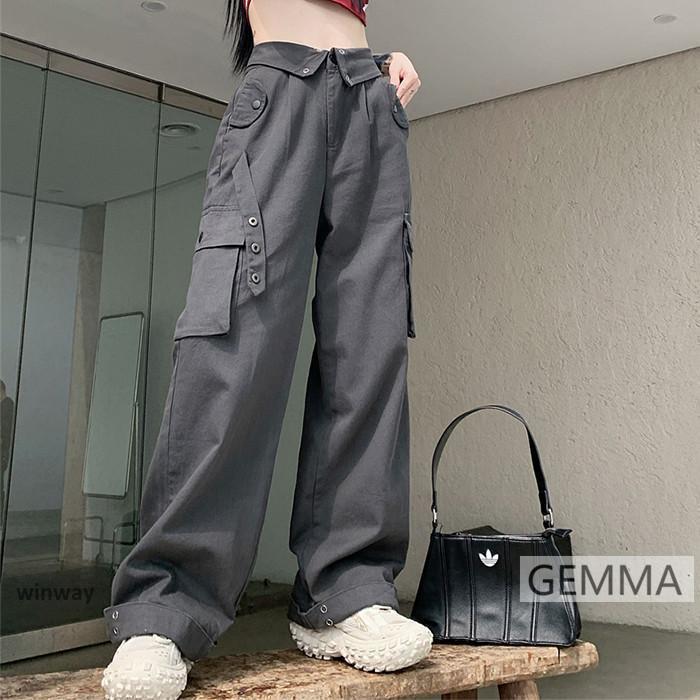 Rakuten - カーゴパンツ ダンスパンツ レディース グレーパンツ ワイドパンツ ボトムス ロングパンツ 練習 hiphop ヒップホップ jazz K-POP