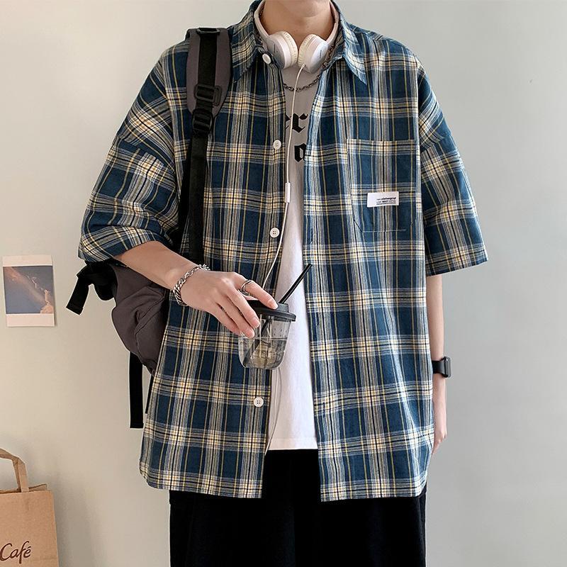【期間限定10％OFF】シャツ ブラウス メンズ 開襟シャツ カジュアルシャツ チェックルーズ半袖シャツ おしゃれ 夏物 五分袖 大きいサイズ