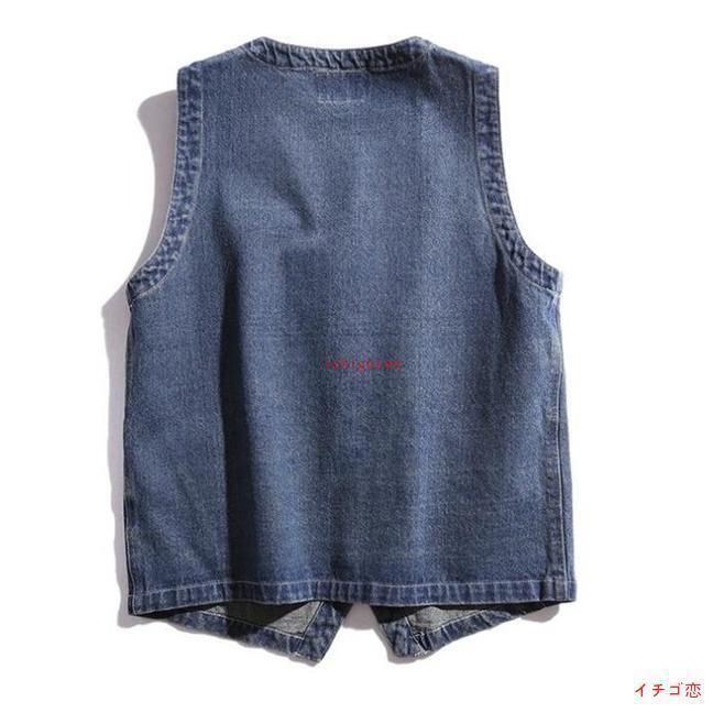 ベスト メンズ ジレ デニム ノースリーブ サマージャケット 前開 ジレベスト カジュアル 夏 薄手 新作