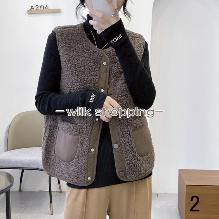 ファーベスト ベスト ジャケット ジレ アウター あったか 防寒着 通勤 体型カバー 着痩せ オシャレ もこもこ