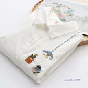 刺繍 シャツ コットン シャツブラウス ブラウス トップス レディース 前開き 長袖 無地 綿 柄 ゆったり シンプル カジュアル 可愛い 春 オシャレ きれいめ(4)