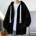 ジップアップパーカー メンズ パーカー スウェット フード付き 長袖 秋物 ジャケット トップス アウター ゆったり 大きいサイズ 春 春服