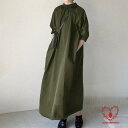 6色スタンドカラー5分袖ワンピース ロングワンピース レディース 夏服 春物 Aラインワンピース 楽チン ゆったり 卒業式 入学式 大人 無地 ポケット 二次会