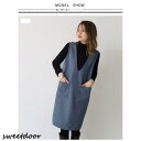 ワンピース Vネック ミディ丈 マキシ丈 深Vネック ノースリーブ レディース 膝丈 プルオーバー 冬 ベスト キャミワンピース ロングキャミソール 重ね着 大人