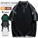 ゴルフウェア メンズ 半袖 ポロシャツ ハーフジップ 半袖シャツ インナー 襟付きTシャツ 切り替え スポーツ カジュアル 父の日