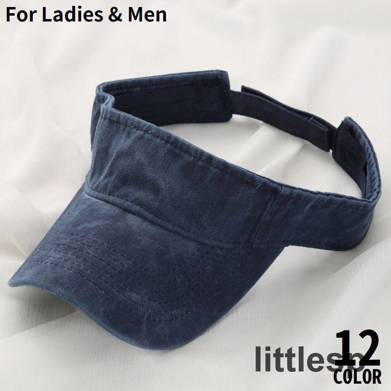 サンバイザー レディース メンズ 男女兼用 キャップ 帽子 ウォッシュドデニム 無地 日よけ UVケア 紫外線対策 日焼け防止