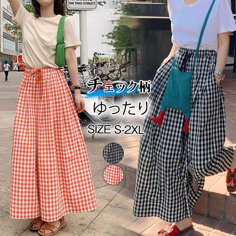 ワイドパンツ春夏秋レディーススカー...