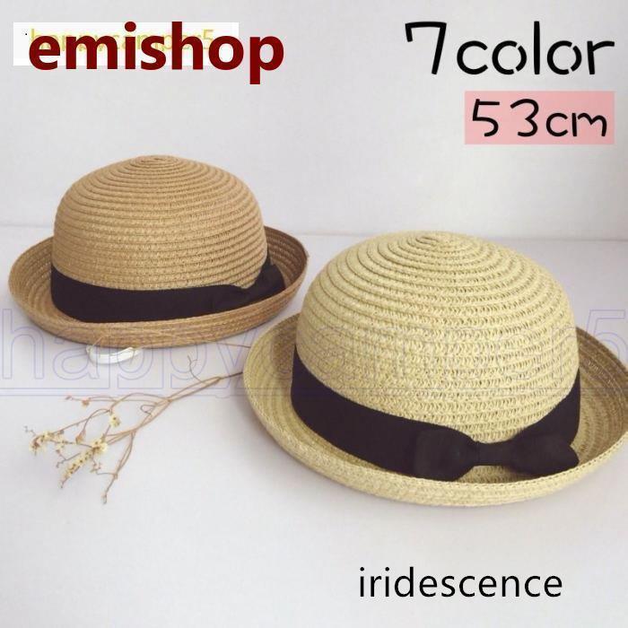 【期間限定10％OFF】麦わら帽子 ストローハット キッズ 子供用 女の子 男の子 リボン 紫外線対策 日よ..