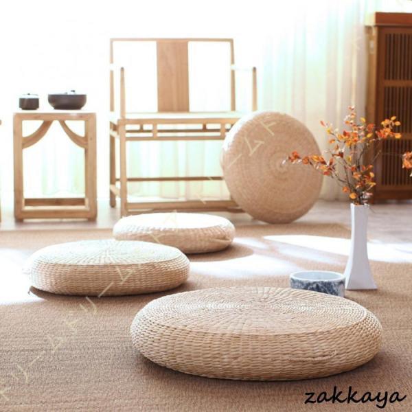 蒲草座布団 天然草マット 座布団 座窓クッション 布団 クッション 瞑想マット 天然素材 編んだざぶと 涼しい 座り心地よい い草座布団 丸型ざぶとん