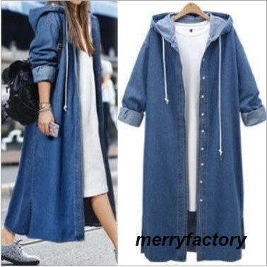 デニムコート Gジャン デニムパーカー/ロング丈ジージャンBF系アウター春秋 レディースデニムジャケット韓国風 通勤トレンチコート フード付き 全店二点