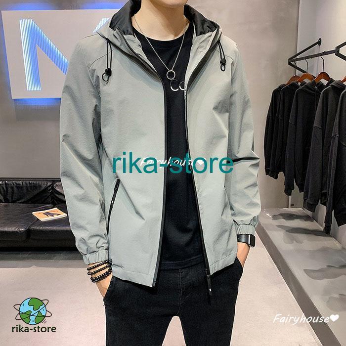 マウンテンパーカー メンズ ウィンドブレーカー 秋服 無地ジャケット 防風 ジップアップ 大きいサイズ ブルゾン コート 薄手 メンズ アウター 30代 40代 50代
