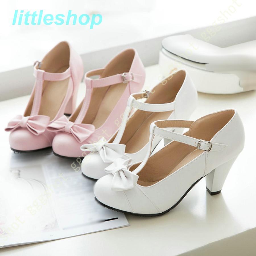 ロリータ パンプス ストラップ ロリータ靴 レディース パンプス ハイヒール ストラップパンプス 大きいサイズ 小さいサイズ 厚底 太ヒール 歩きやすい 安定感(4)