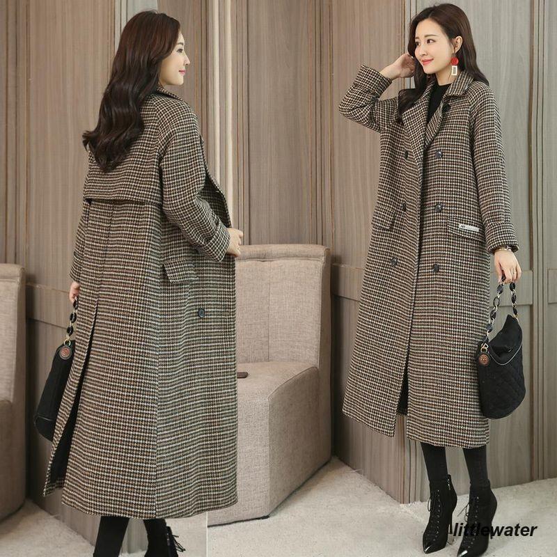コート チェスターコート ロングコート アウター レディース 千鳥格子 チェック 2列ボタン ダブルボタン Vネック V襟 ゆったりめ フロントポケッ