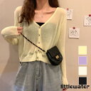 シースルーカーディガン レディース 長袖 トップス アウター 春服 夏 10代 20代 30代 韓国ファッション Vネック ショート丈トップス シアー
