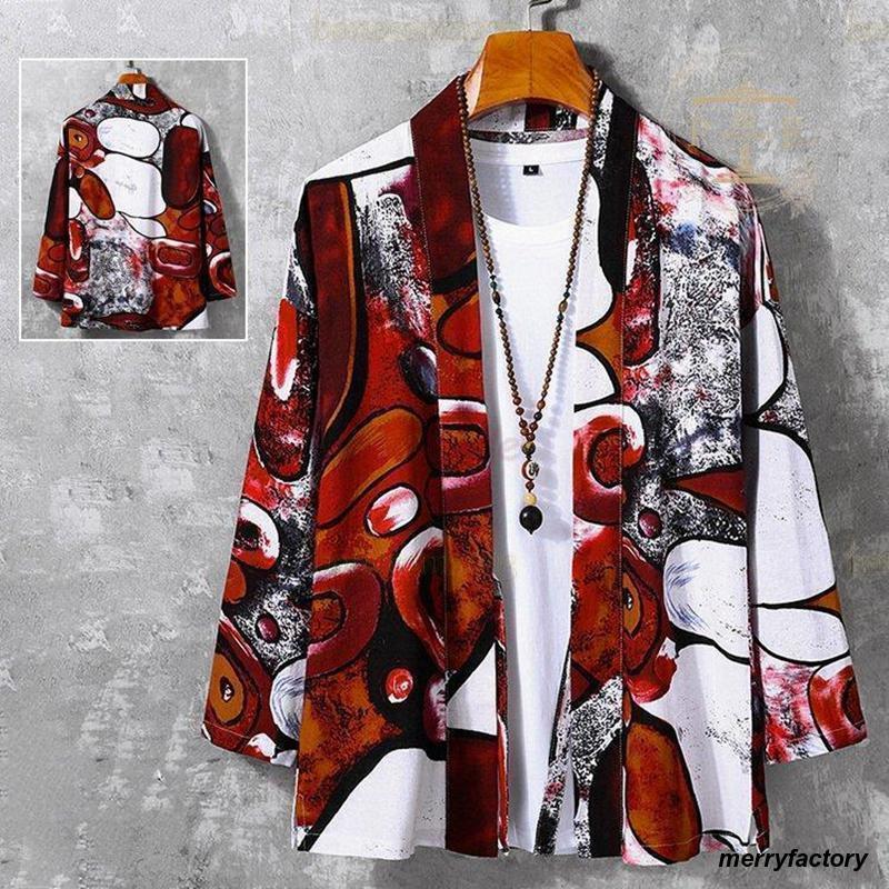 甚平 じんべい メンズ 羽織 分袖 カーディガン オシャレ 着物 浴衣 おしゃれ 花火大会 夏祭り 男性 大きくサイズ レッド 父の日