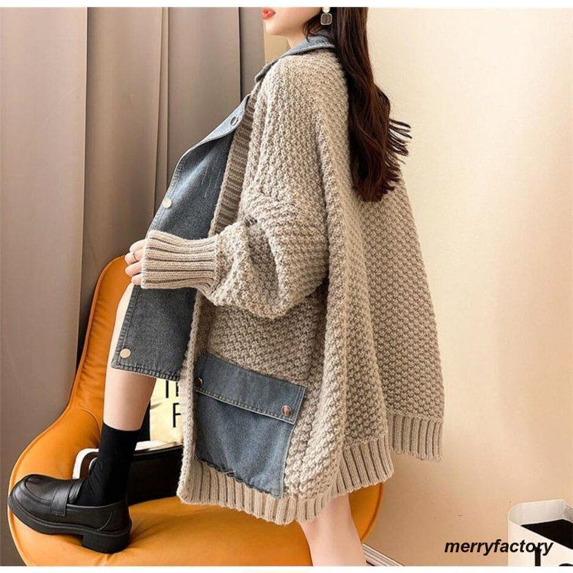 カーディガン レディース 羽織り デニム 切替 ジャケット ポレロ ニット カーディ 秋 春 秋服 アウター トップス