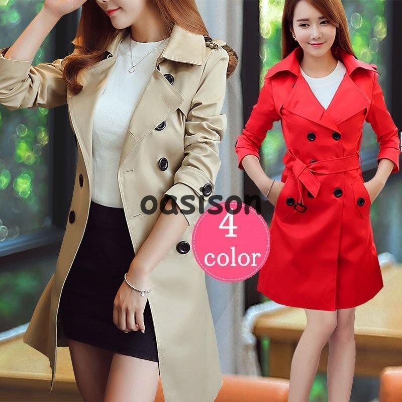 トレンチコートスプリング コート レディース 大きいサイズ クラシック フォーマル 通勤 ベルト付き ミドル ハーフ丈 アウター カジュアル シンプル