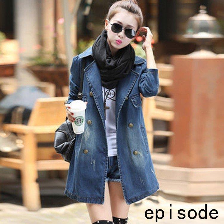 G490608【素材】：デニム【カラー】：写真色【サイズ】：（約）*着丈：76cm(S) 77cm(M) 78cm(L) 79cm(XL) 80cm(2XL) 81cm(3XL)*バスト：95cm(S) 99cm(M) 102cm(L) 1...