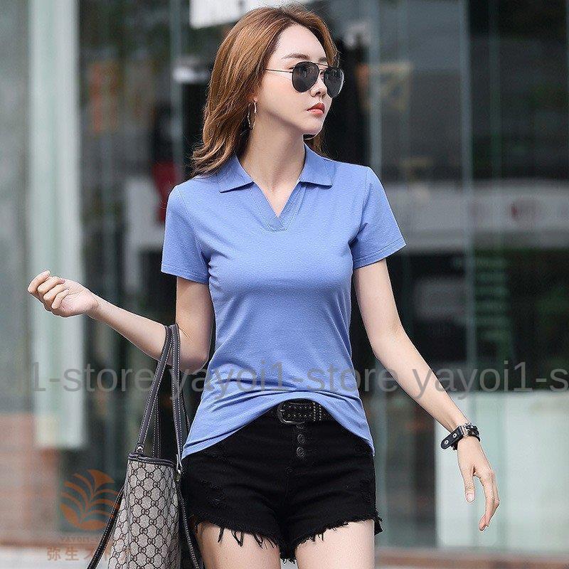 スキッパーシャツ 半袖 レディース 夏服・トップス Vネック 襟付き 無地 ホワイト ブラック ブルー カジュアル シンプル おしゃれ 定番 お出かけ