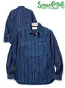 SUGAR CANE / FICTION ROMANCE 8.5oz.WABASH STRIPE WORK SHIRT/SC25551-421)ONE-WASH/SUGAR_CANE（シュガーケーン）SIZE S/M/L/XL [定番品][2023年◆再入荷]